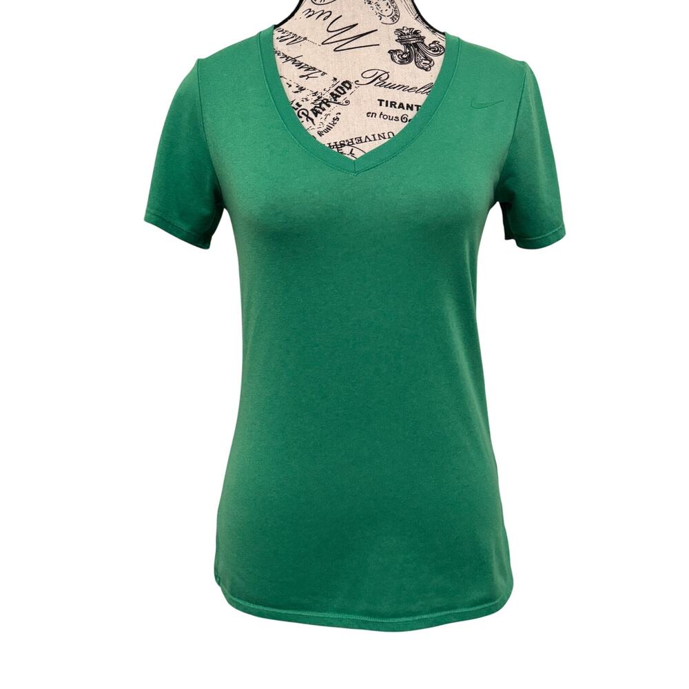 Nike Womens Small Kelly Green Dri-FIT V-Neck Short Sleeve Athletic T-Shirt